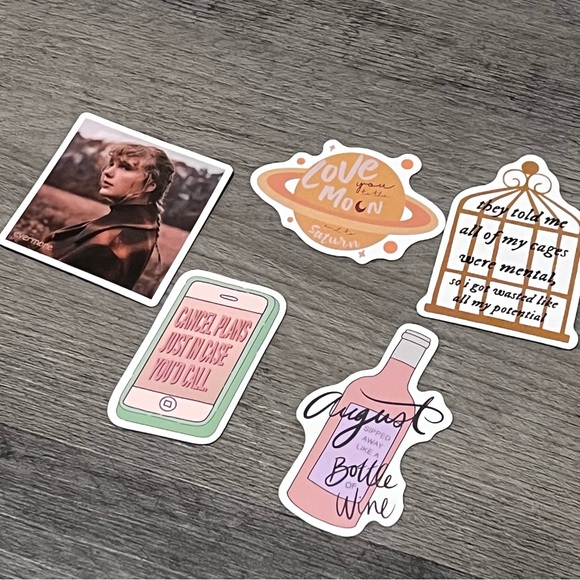 Taylor Swift Folklore Stickers Set of 5 new - Picture 2 of 4